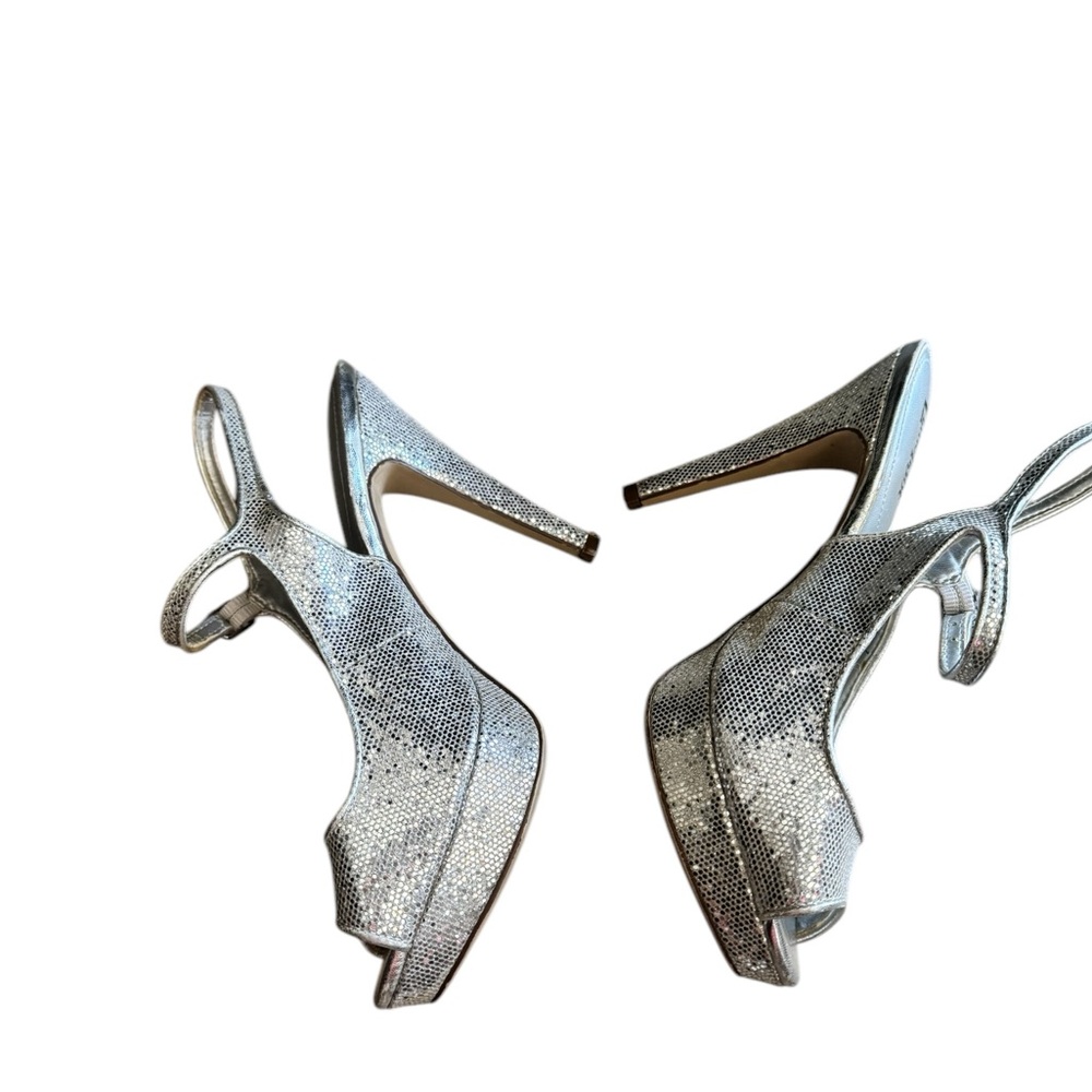 Limelight  silver, peep-toe slingback heels - Picture 2 of 7